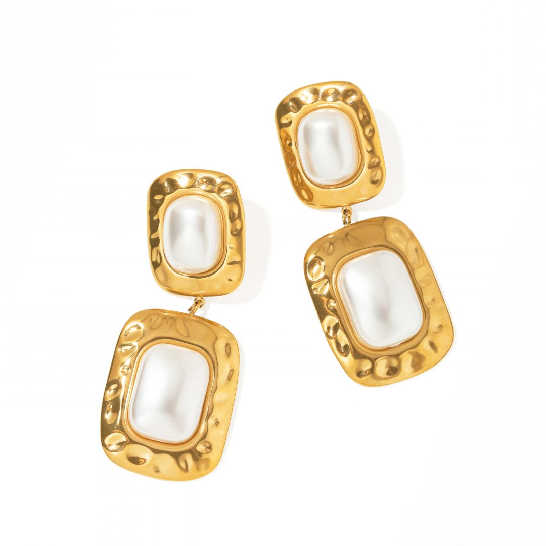 Golden Pearl Glam Earrings