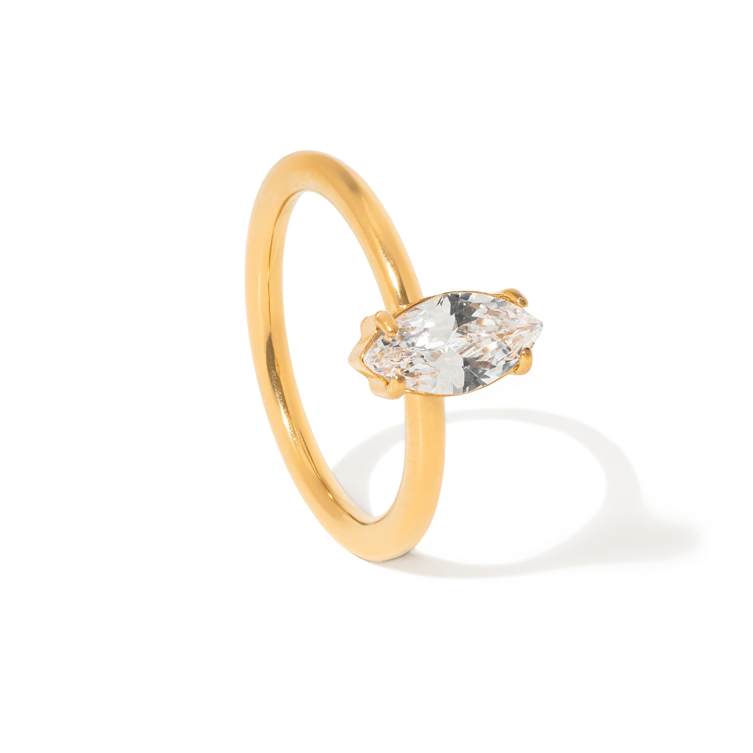 Golden Slim Oval Ring