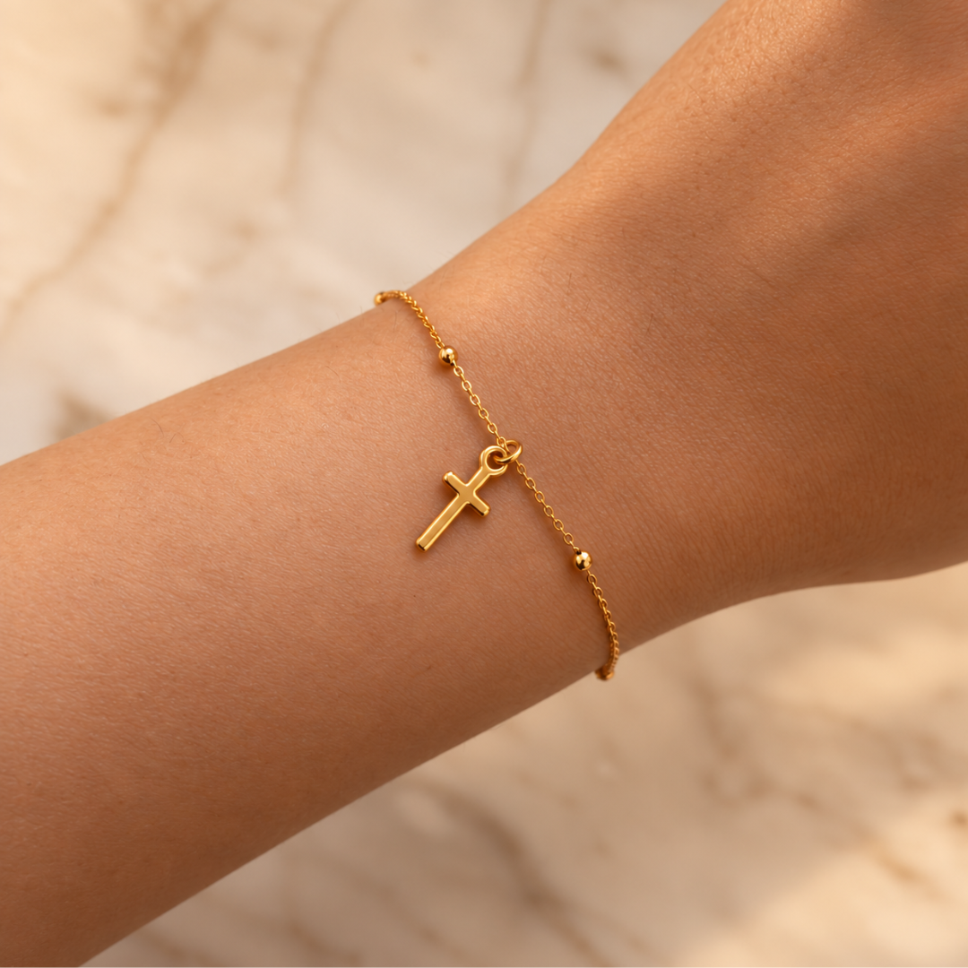 Golden Faith Pearl Bracelet