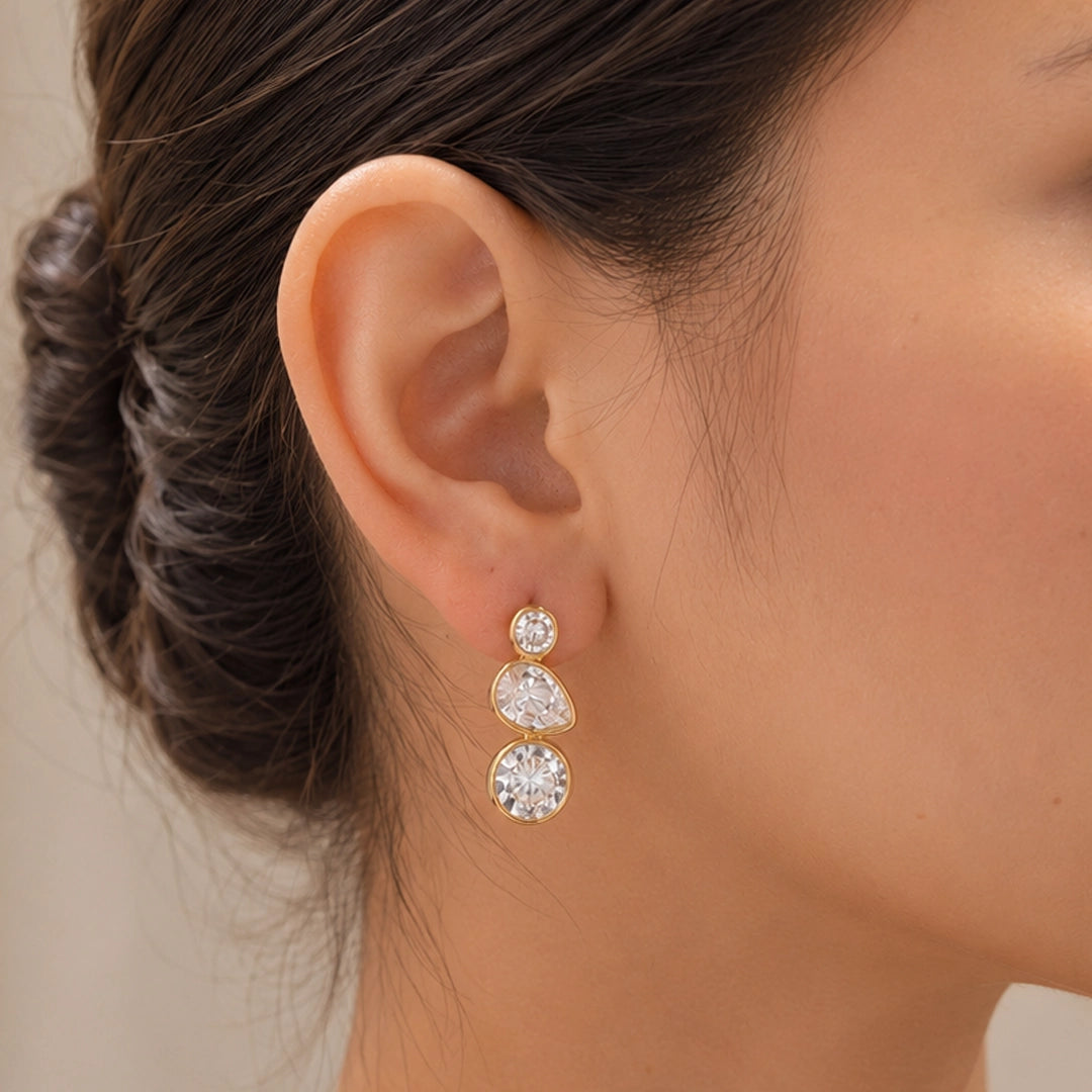 LUXE THREE STONE STUDS