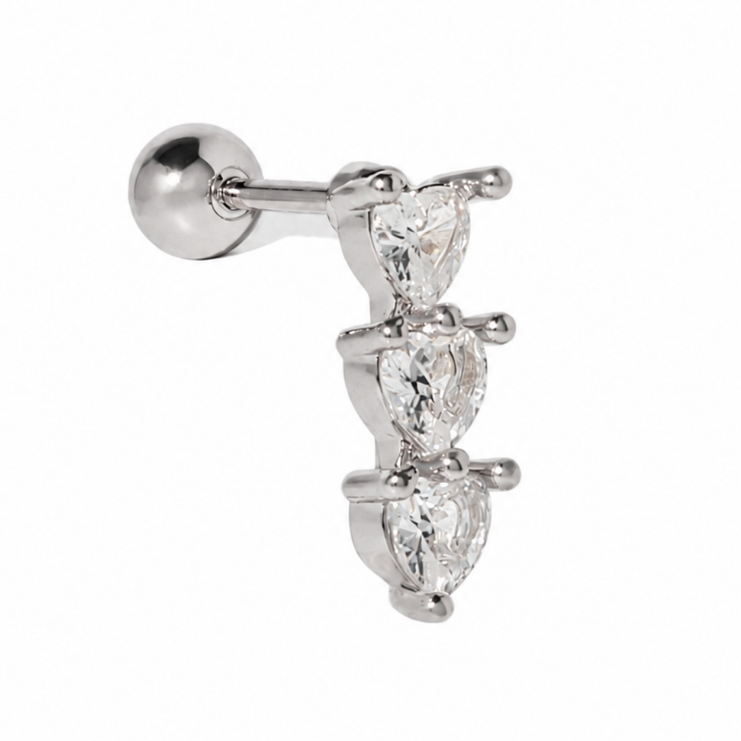 Lovely Hearts Silver Piercing
