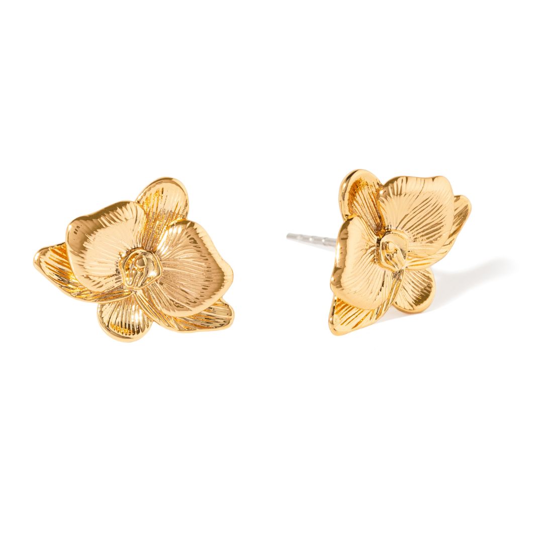 ORCHID GOLD LARGE STUDS