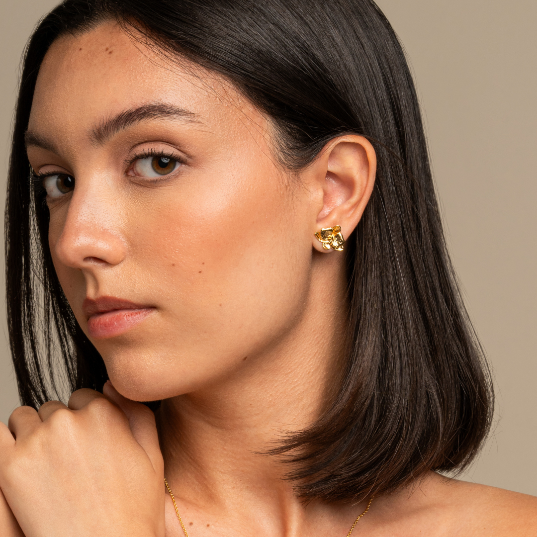 ORCHID GOLD STUDS