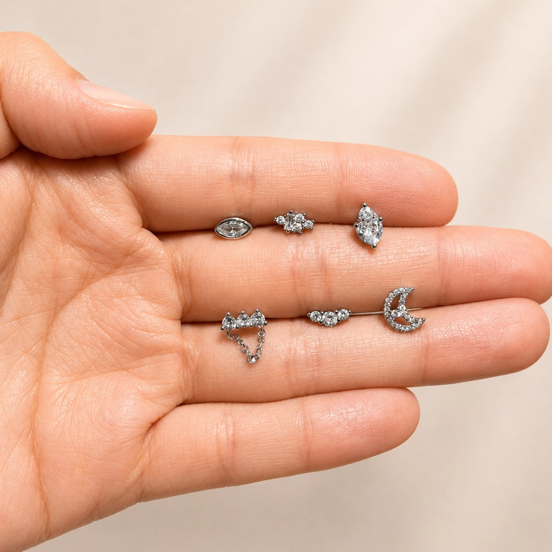 SILVER CRESCENT GLOW PIERCING