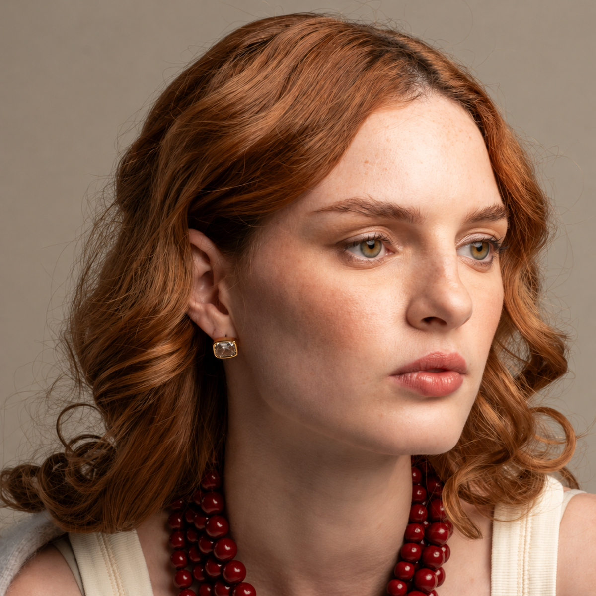 Gold Petite Square Studs
