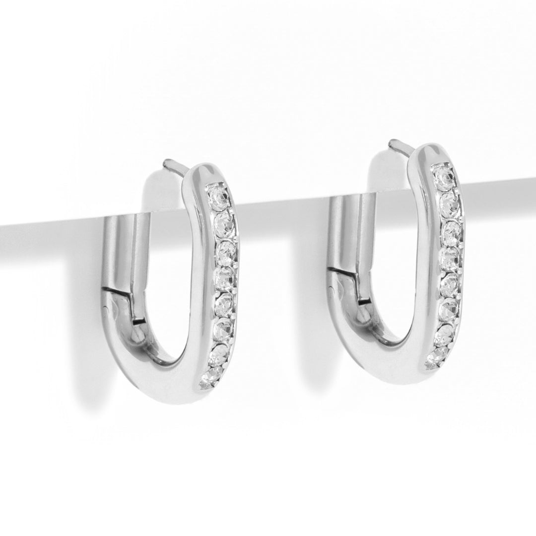 SILVER OVAL ZIRCONIA HOOPS