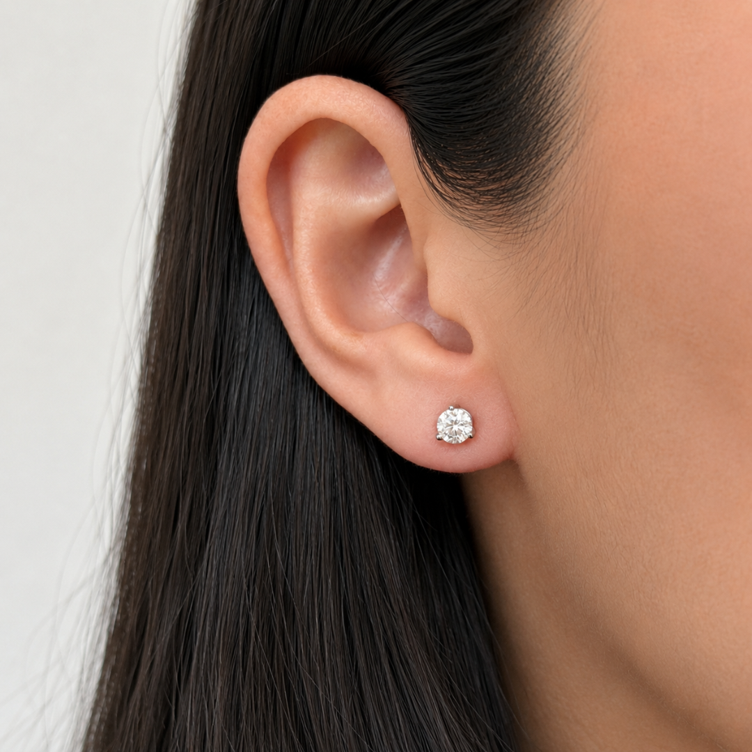 SILVER MOISSANITE SMALL STUDS