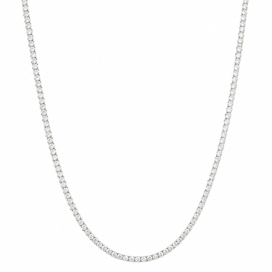 SILVER LARGE TENNIS NECKLACE