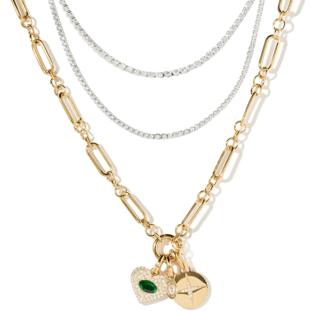 SILVER LARGE TENNIS NECKLACE