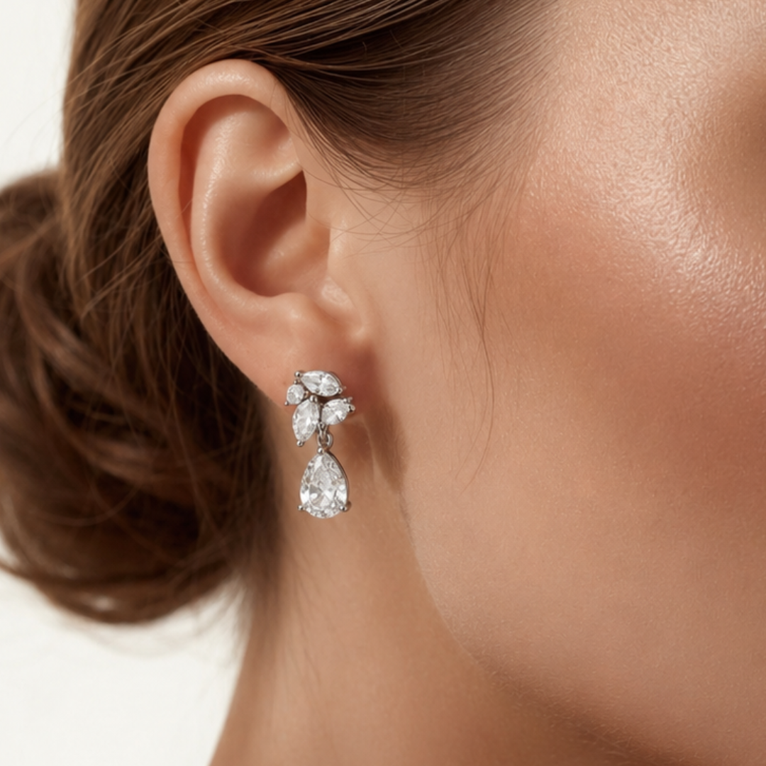 SILVER MIDNIGHT RADIANCE STUDS