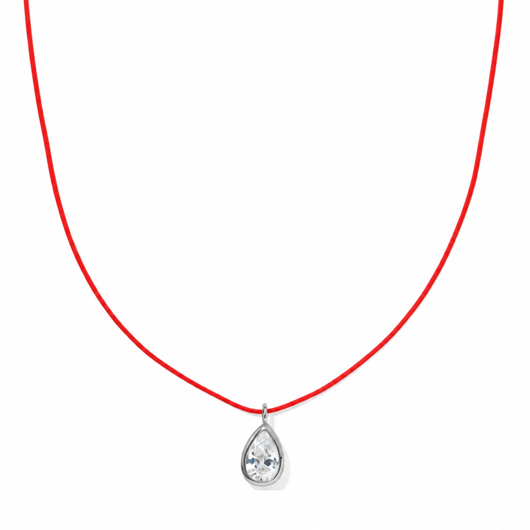 Scarlet Silver Drop Necklace