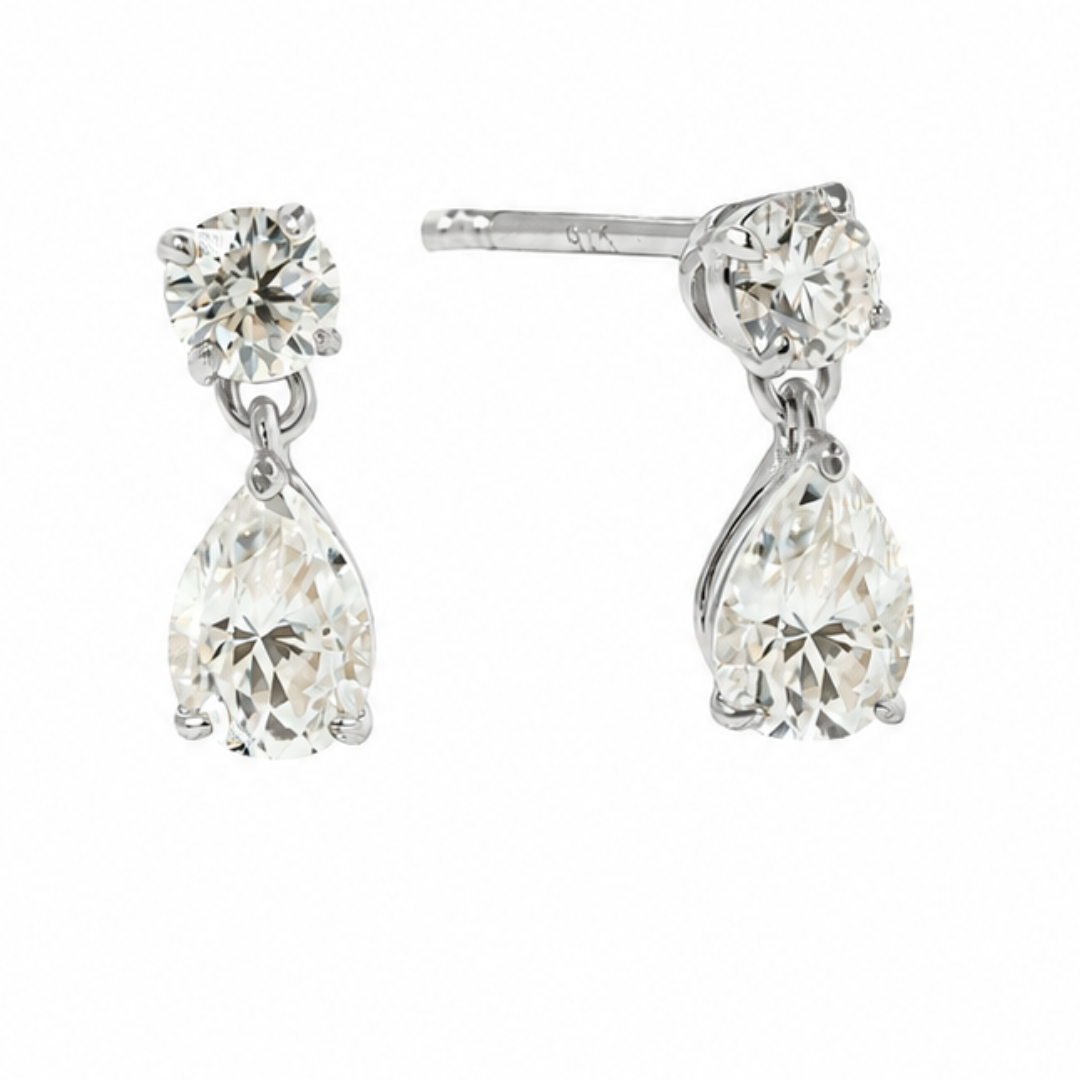 Silver Moissanite Teardrop Earrings