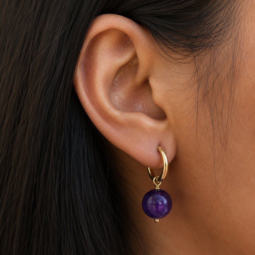 VIBRANT GRAPE JADE HOOPS