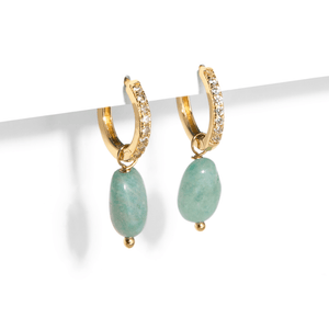 Amazonite Gratitude Earrings - ARETES - Malandra Jewelry - TA1659