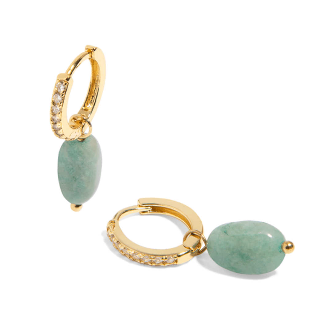 Amazonite Gratitude Earrings - ARETES - Malandra Jewelry - TA1659