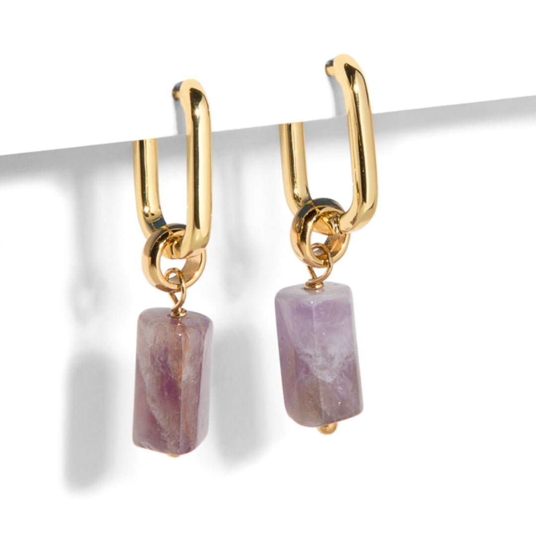 AMETHYST AURA EARRINGS - ARETES - Malandra Jewelry - TA1626