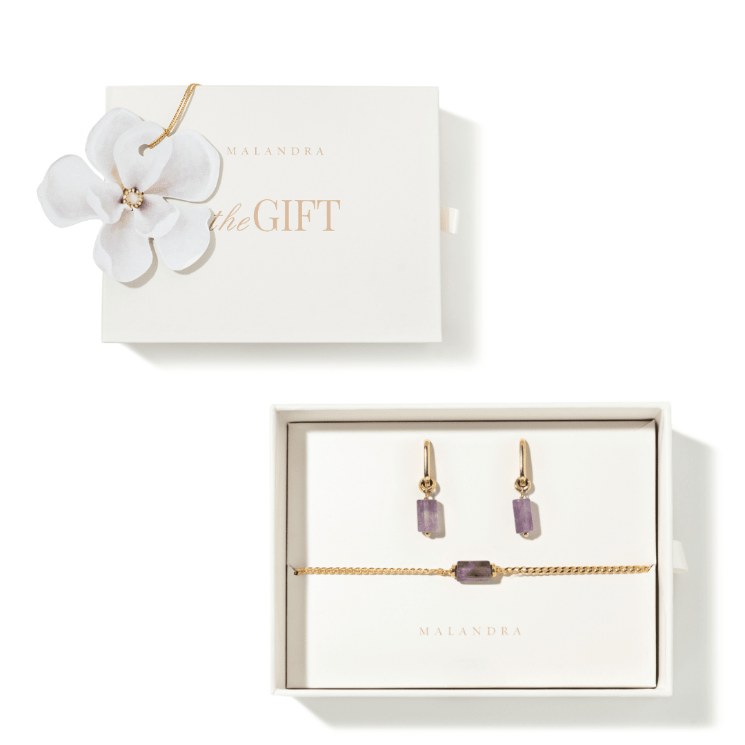 AMETHYST AURA GIFT SET - SETS DE REGALO - Malandra Jewelry - SET117-TP1616 TA1626