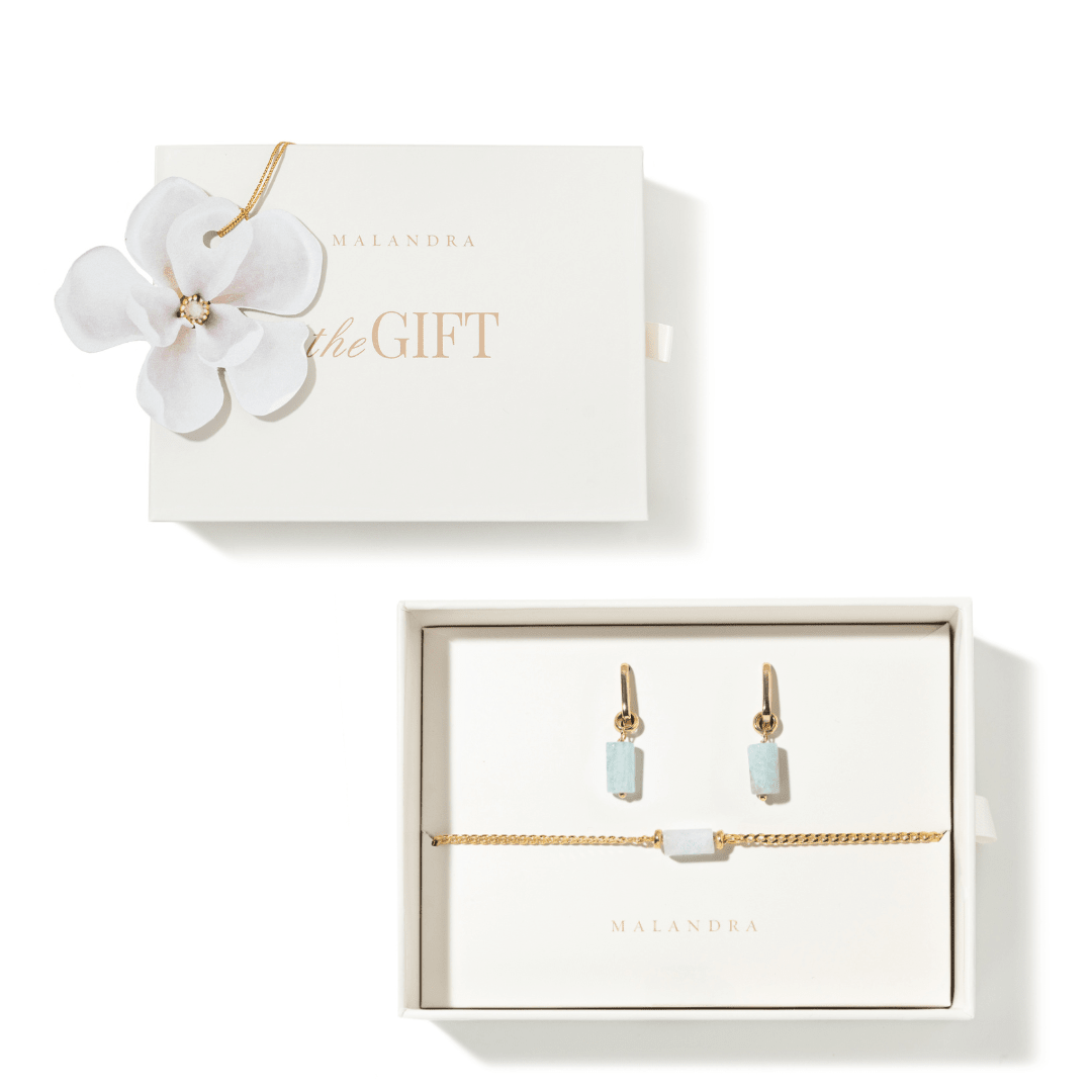 AQUAMARINE AURA GIFT SET - SETS DE REGALO - Malandra Jewelry - SET120-TP1619 TA1629