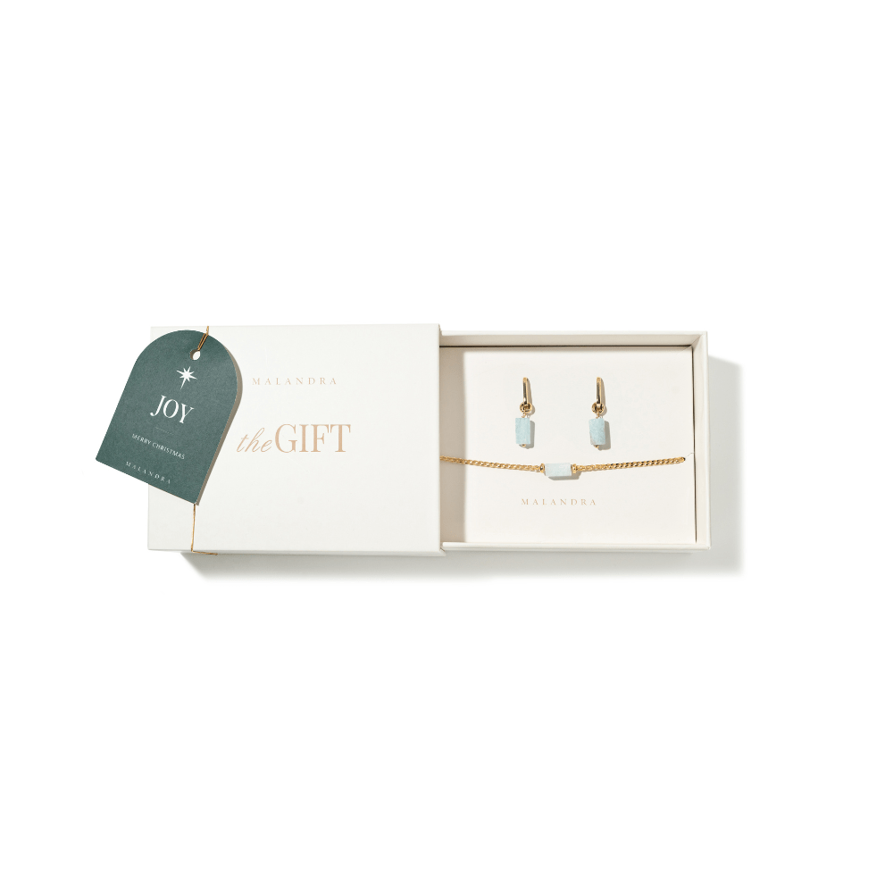 AQUAMARINE AURA GIFT SET - SETS DE REGALO - Malandra Jewelry - SET120-TP1619 TA1629