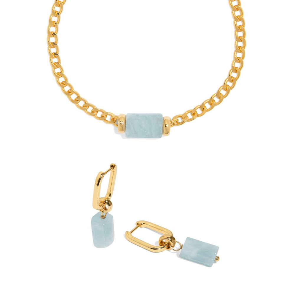 AQUAMARINE AURA GIFT SET - SETS DE REGALO - Malandra Jewelry - SET120-TP1619 TA1629