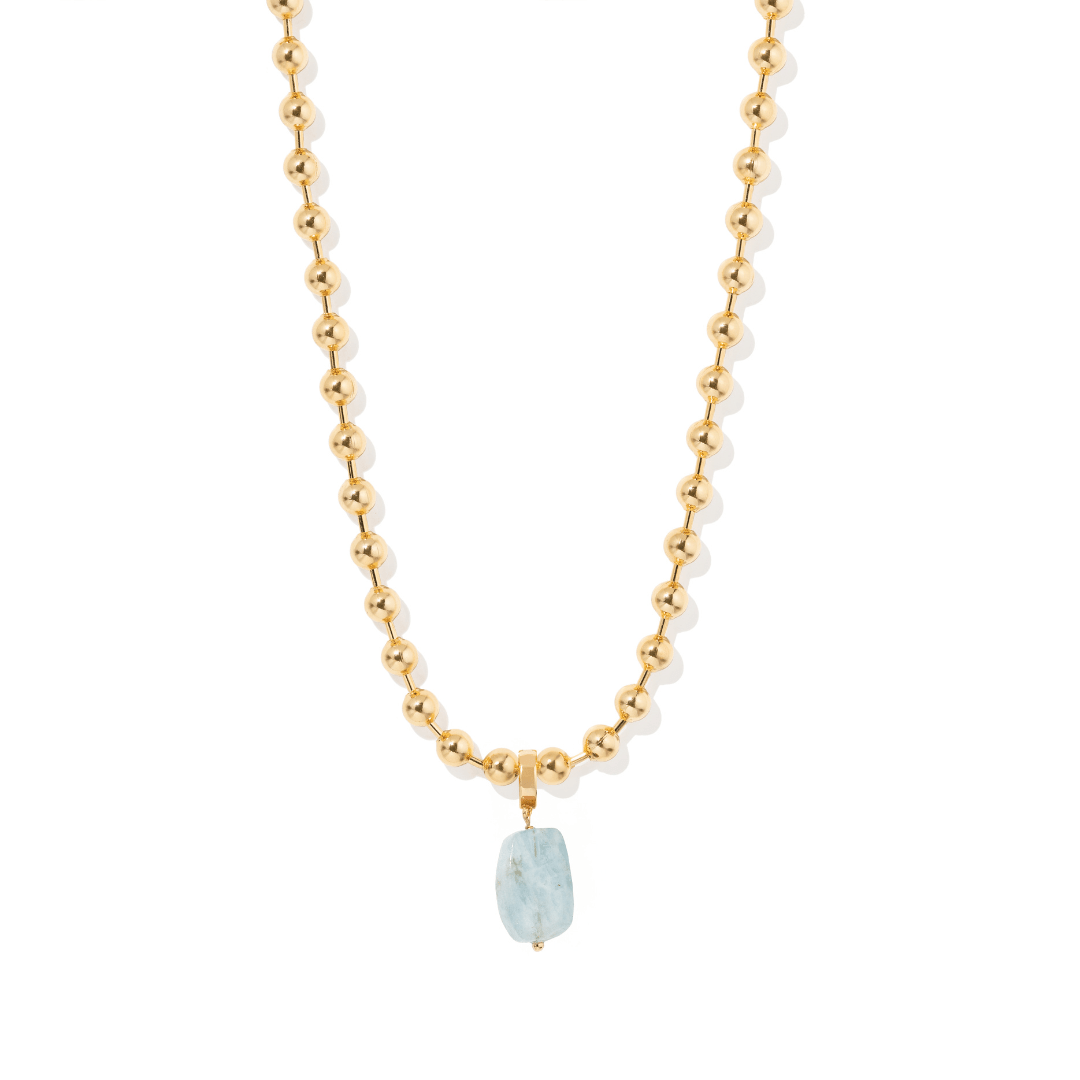 AQUAMARINE BEADED NECKLACE - COLLARES - Malandra Jewelry - TC2298 / EYHC13