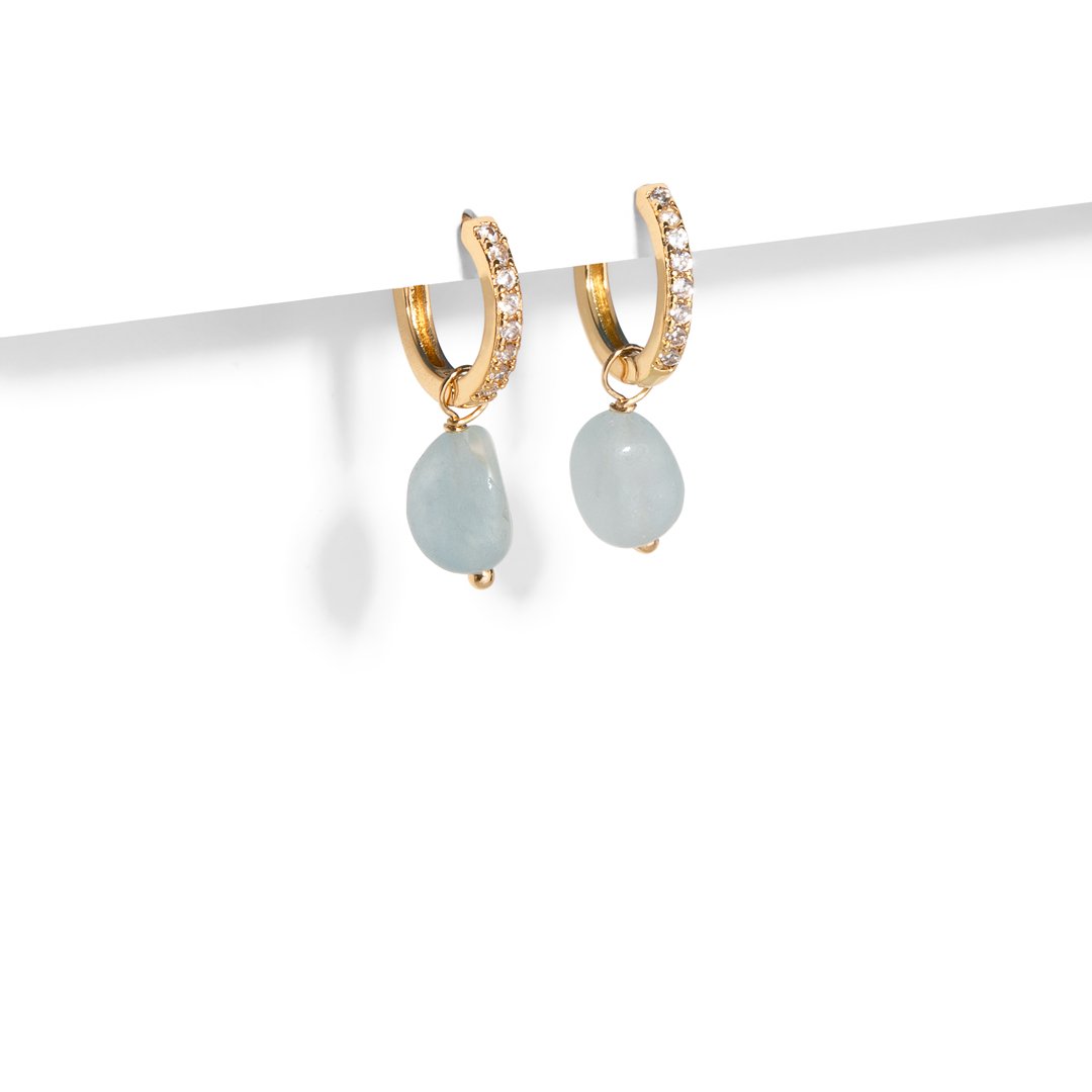 AQUAMARINE GRATITUDE EARRINGS - ARETES - Malandra Jewelry - TA1660