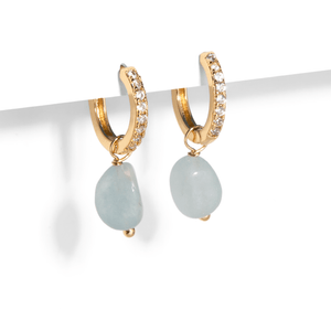 AQUAMARINE GRATITUDE EARRINGS - ARETES - Malandra Jewelry - TA1660