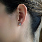 ASYMMETRIC EMERALD SILVER STUDS - ARETES - Malandra Jewelry - AA1301.P-M28212