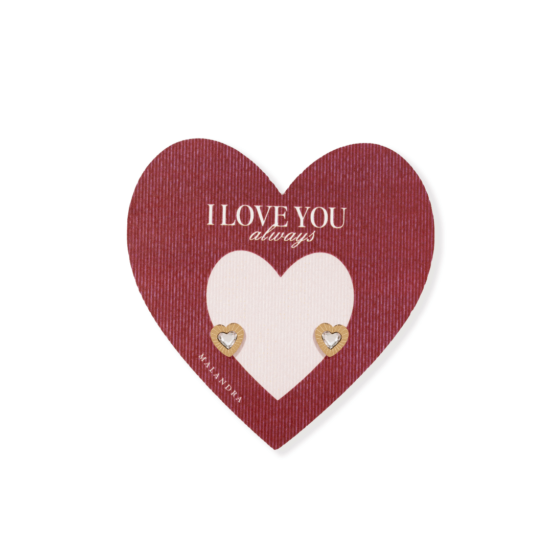 AURUM GLEAM HEART STUDS - ARETES - Malandra Jewelry - EYHA91-MODEL  5 EARRING
