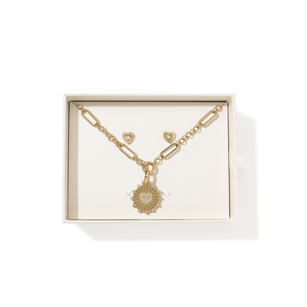 AURUM SOULFIRE HEART GIFT SET - SETS DE REGALO - Malandra Jewelry - SET166 EYHA91/EYHC77/EYHD61