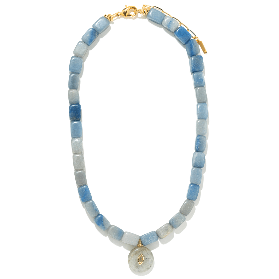AZURE AVENTURINE GAIA NECKLACE - COLLARES - Malandra Jewelry - TC2436