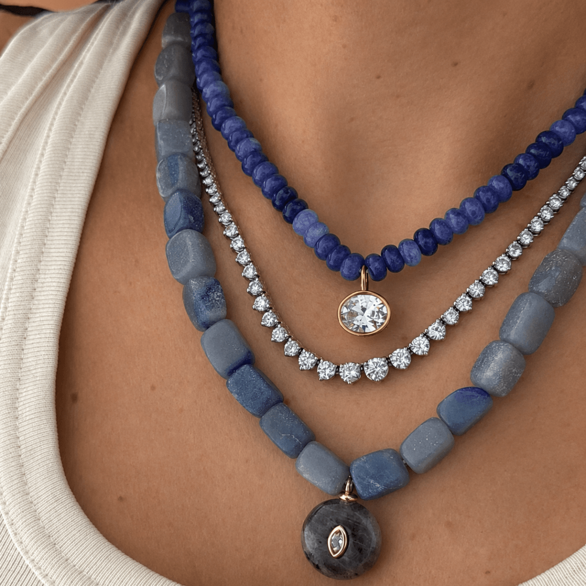 AZURE JASPER GAIA NECKLACE - COLLARES - Malandra Jewelry - TC2432