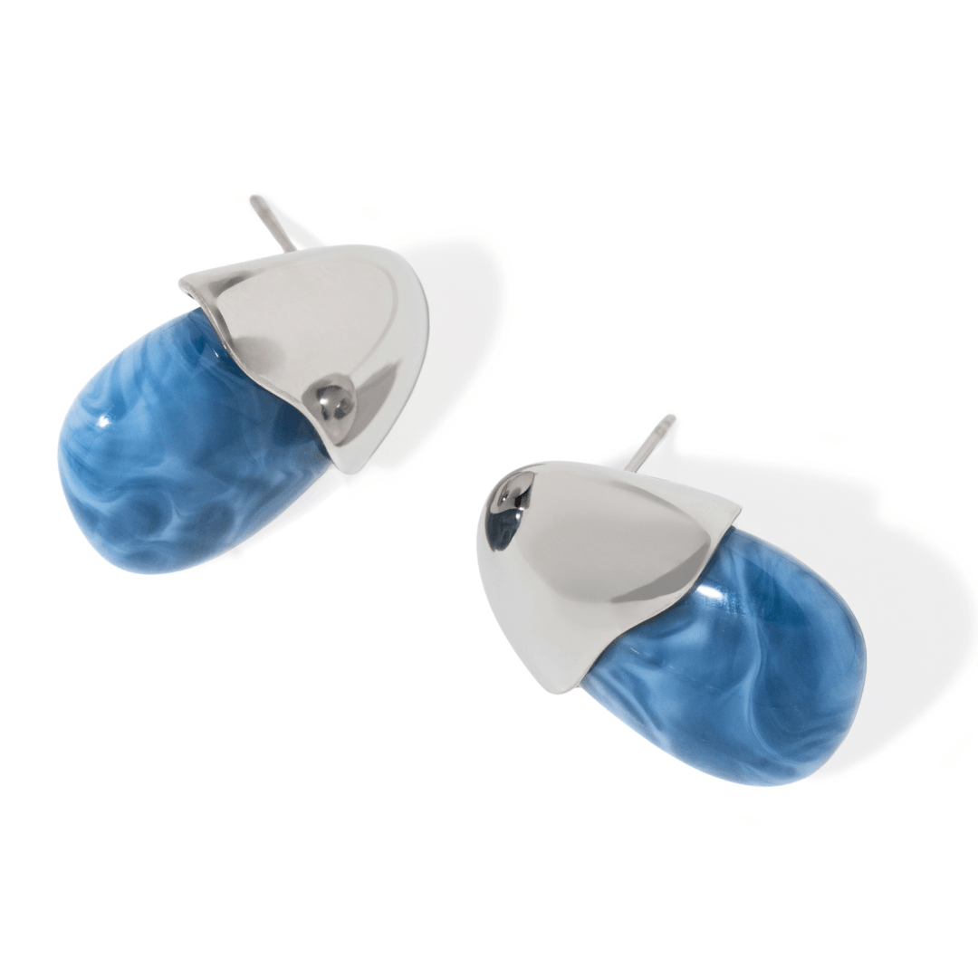AZURE MARBLE EARRINGS - ARETES - Malandra Jewelry - EUWA573-JDE0104311-S-BL