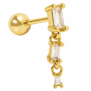 BAGUETTE DROP GOLD PIERCING - ARETES - Malandra Jewelry - ZTA29-EGD1625