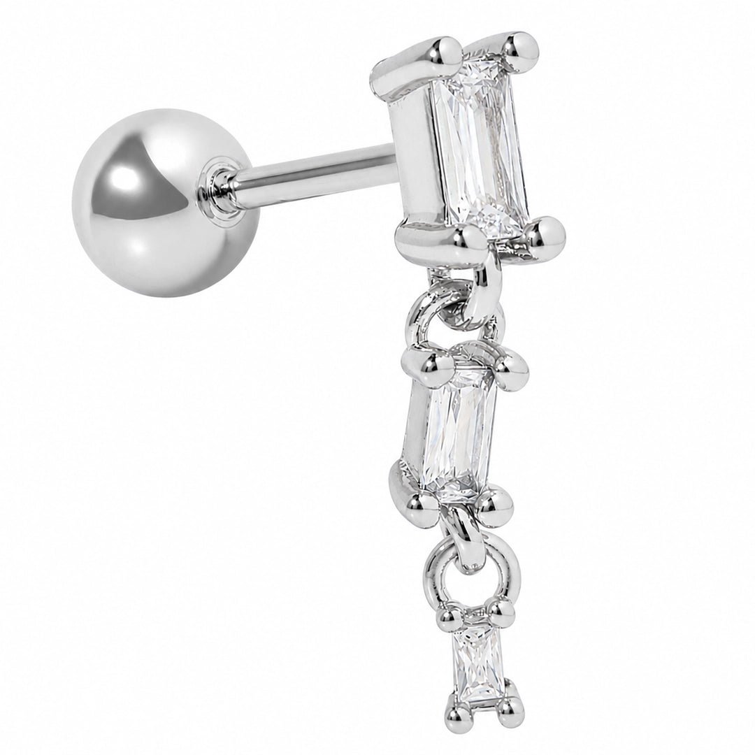 BAGUETTE DROP SILVER PIERCING - ARETES - Malandra Jewelry - ZTA29.P-EGD1625