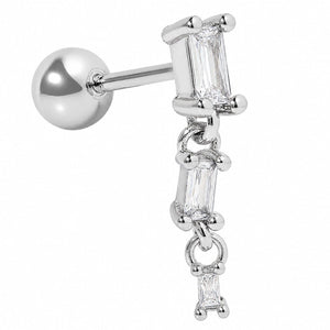 BAGUETTE DROP SILVER PIERCING - ARETES - Malandra Jewelry - ZTA29.P-EGD1625