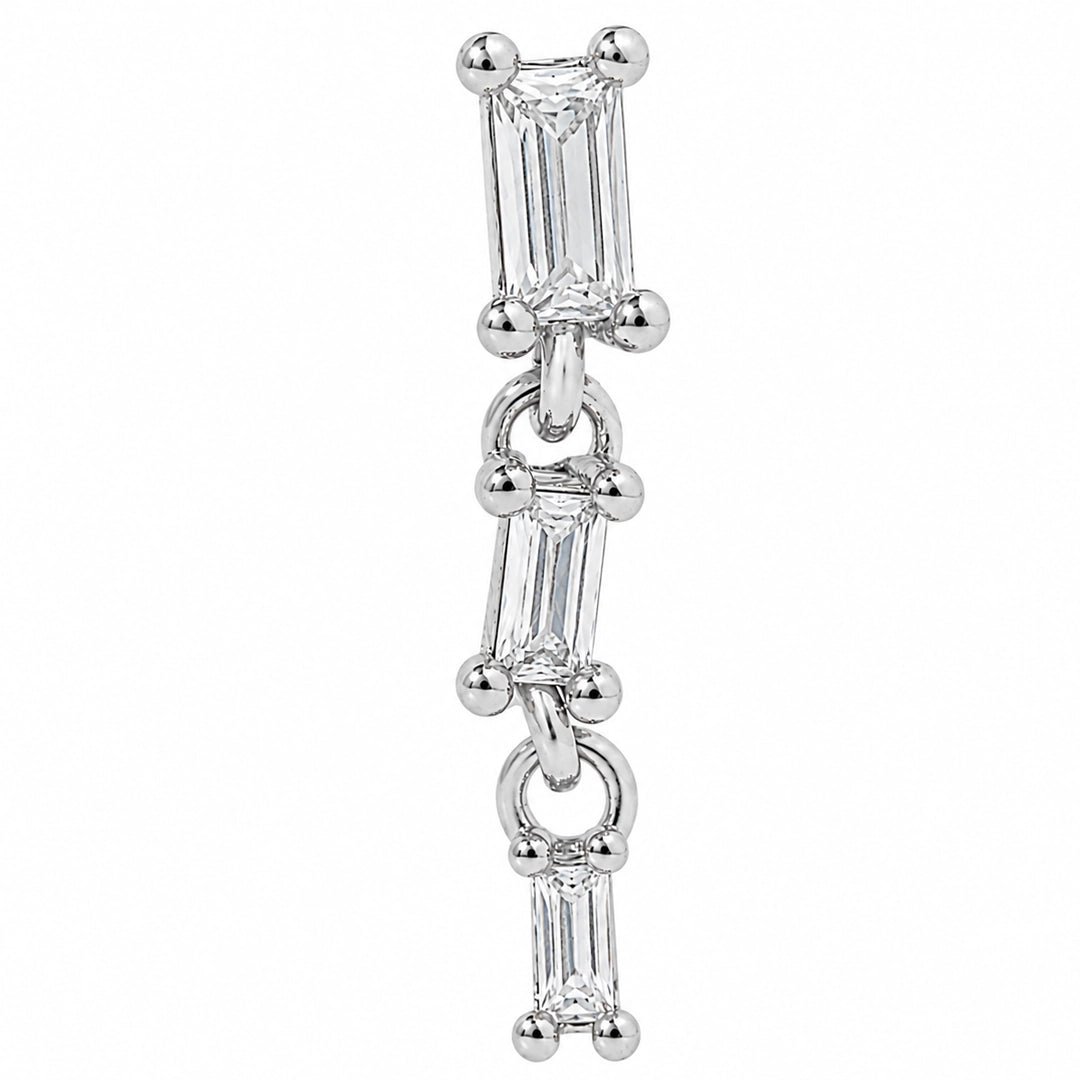 BAGUETTE DROP SILVER PIERCING - ARETES - Malandra Jewelry - ZTA29.P-EGD1625
