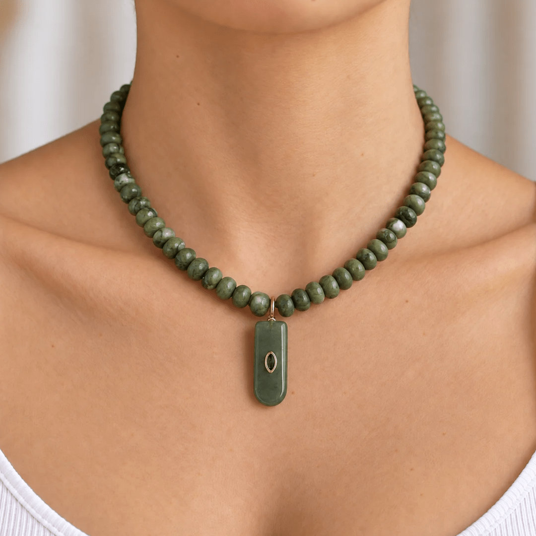 Bamboo Jade Gaia Necklace - COLLARES - Malandra Jewelry - TC2760