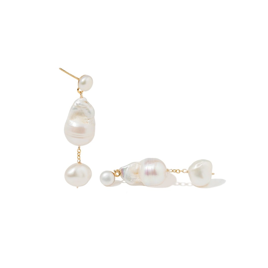 BAROQUE PEARL DROP STUDS - ARETES - Malandra Jewelry - TA2409