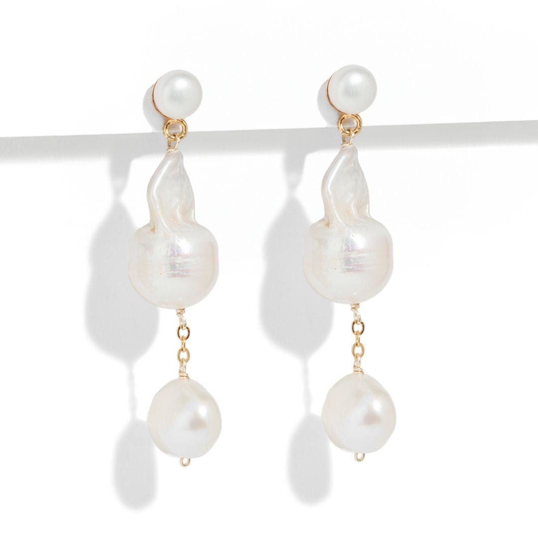 BAROQUE PEARL DROP STUDS - ARETES - Malandra Jewelry - TA2409
