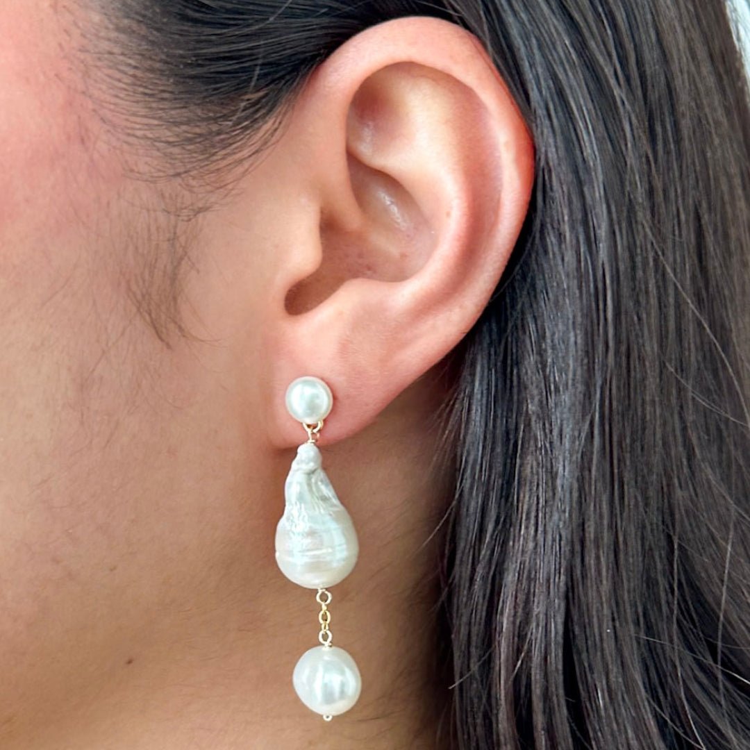 BAROQUE PEARL DROP STUDS - ARETES - Malandra Jewelry - TA2409