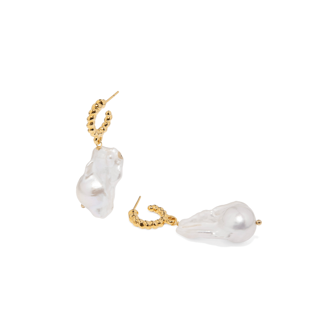 BAROQUE PEARL HOOPS - ARETES - Malandra Jewelry - TA1963