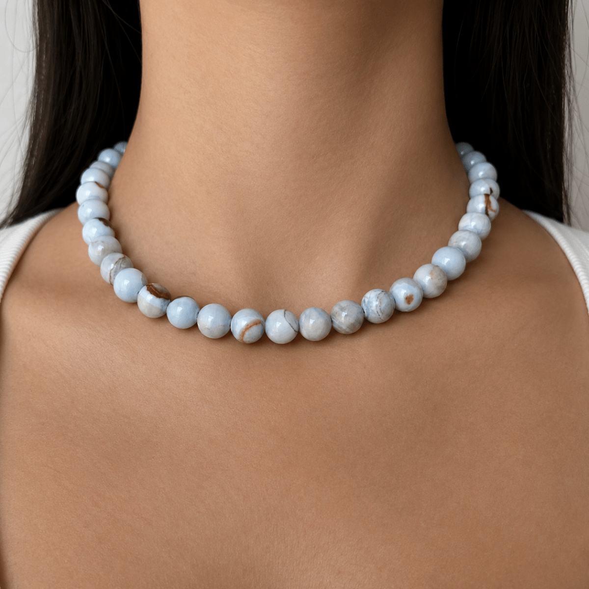 BLUE JADE SLIM NECKLACE - COLLARES - Malandra Jewelry - TC2355