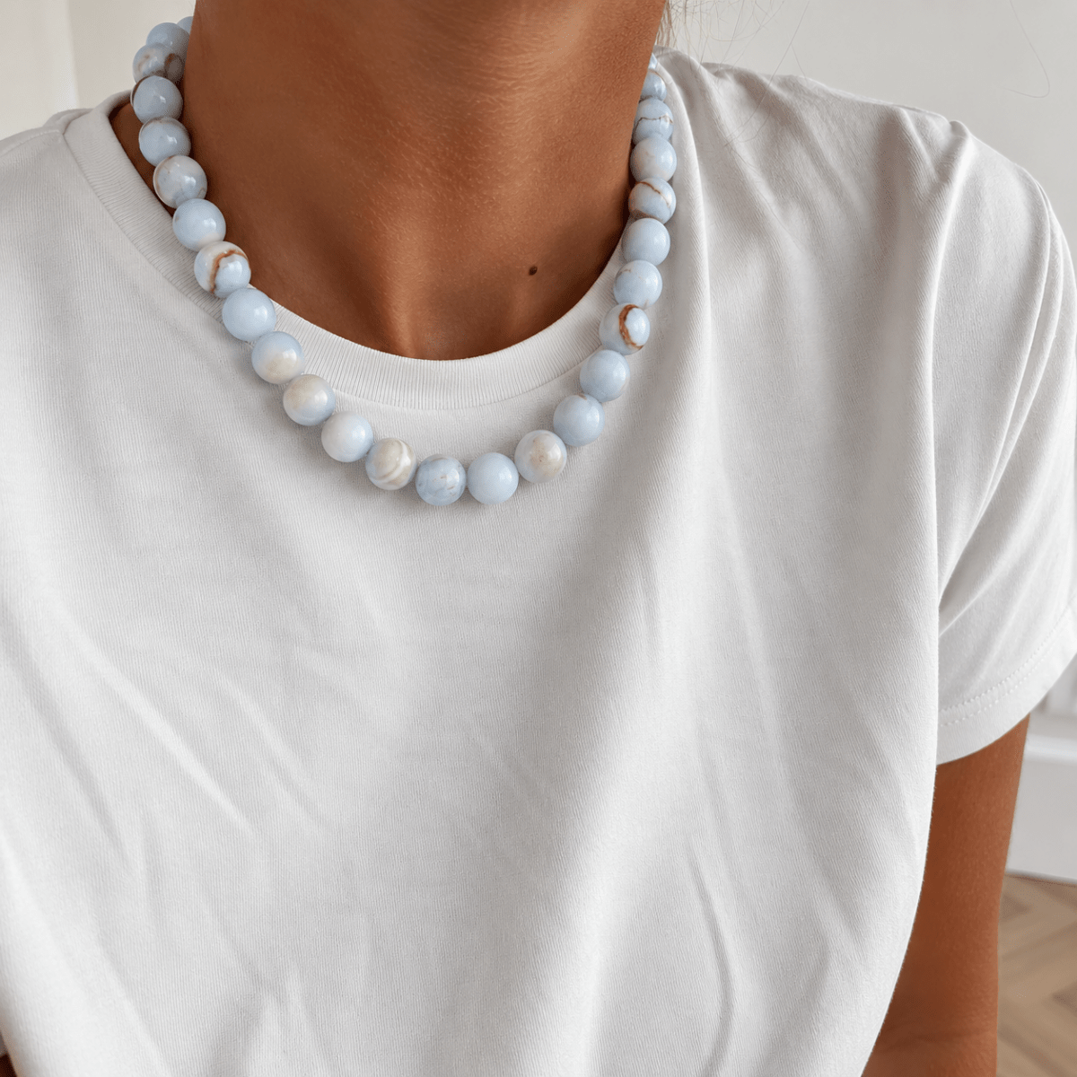 BLUE JADE SLIM NECKLACE - COLLARES - Malandra Jewelry - TC2355
