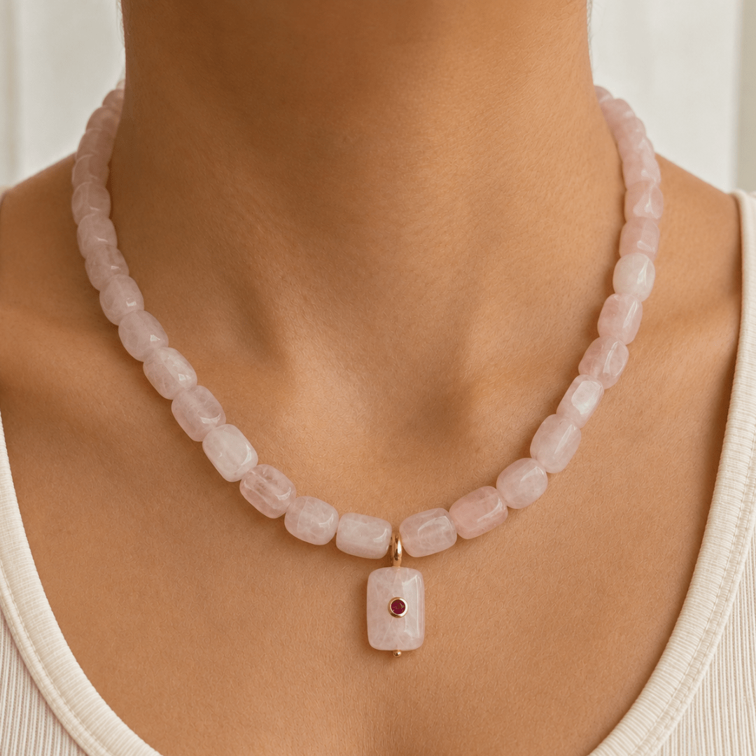 Blush Agate Gaia Necklace - COLLARES - Malandra Jewelry - TC2605
