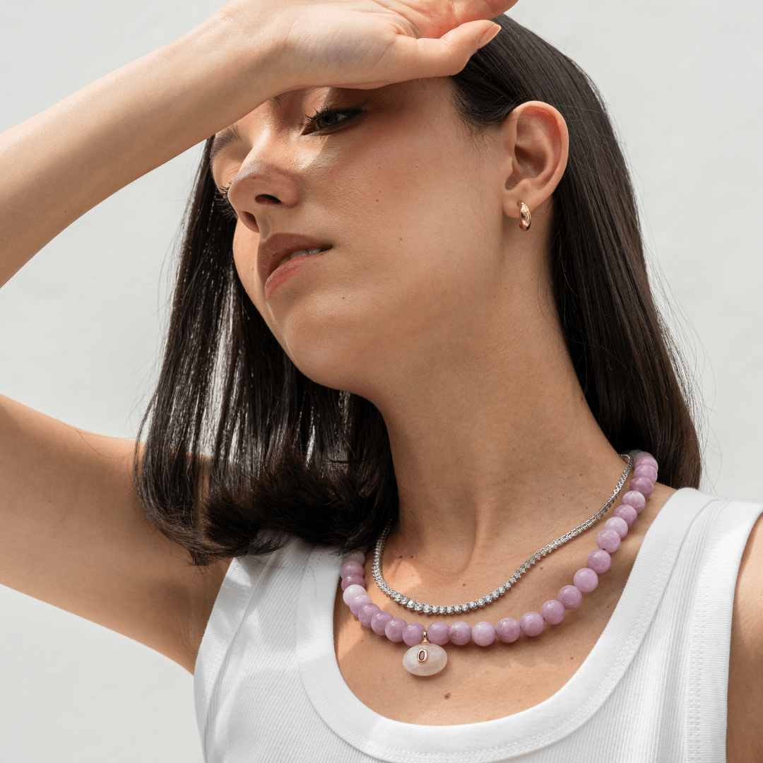 BLUSH CHALCEDONY GAIA NECKLACE - COLLARES - Malandra Jewelry - TC2520