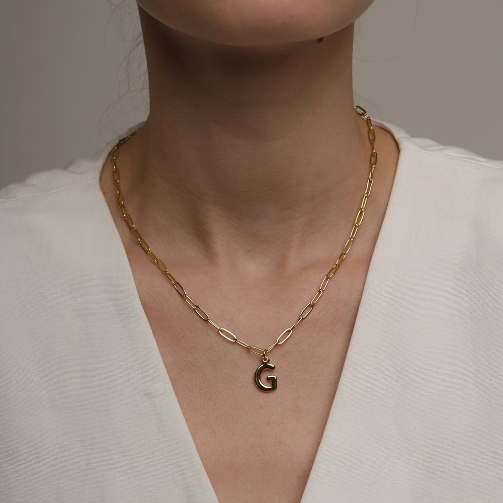 BOLD LETTER LINK NECKLACE - COLLARES - Malandra Jewelry - TC1633.A