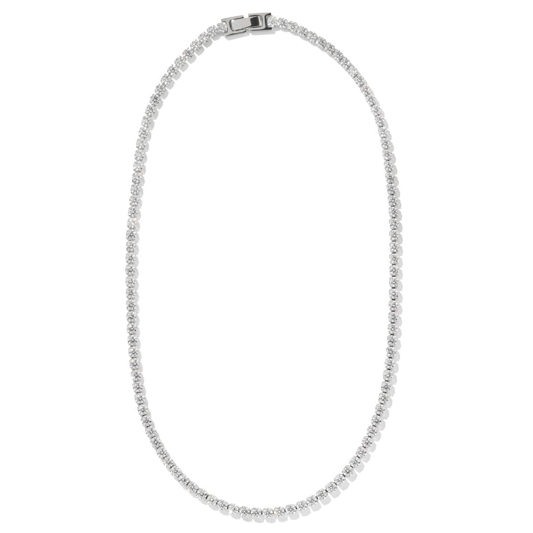 BOLD SILVER TENNIS NECKLACE - COLLARES - Malandra Jewelry - EYHC183.P