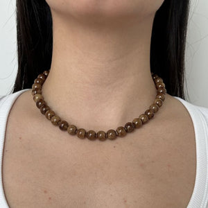 BROWN JADE SLIM NECKLACE - COLLARES - Malandra Jewelry - TC2357
