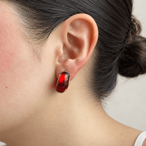 Burgundy Chunky Hoops - ARETES - Malandra Jewelry - EUWA691-JDE0307030-RD
